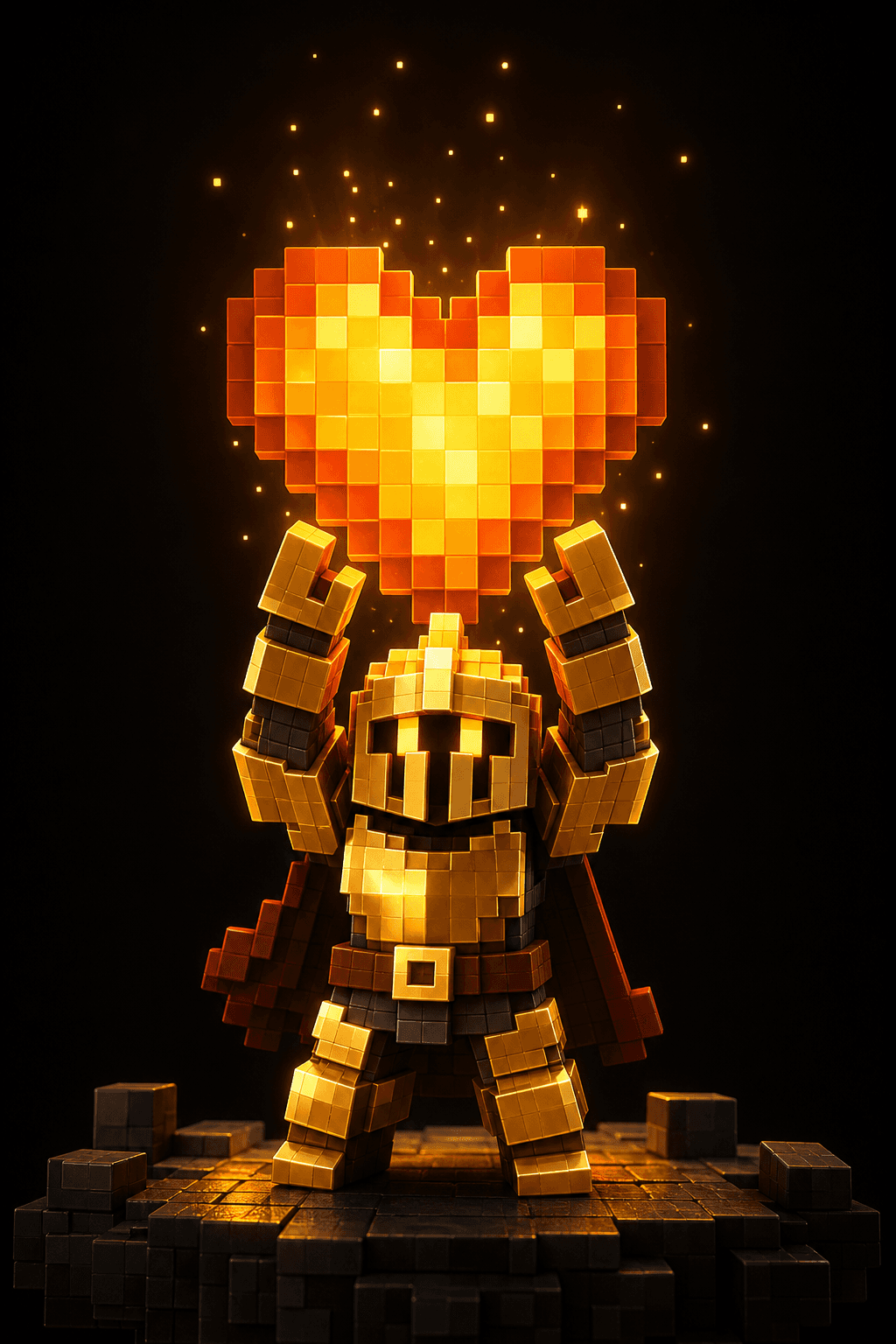RICHMC mascot holding a glowing heart